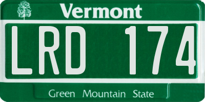 VT license plate LRD174