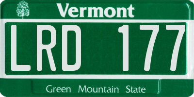 VT license plate LRD177