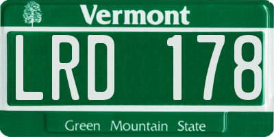 VT license plate LRD178