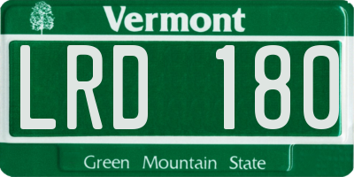VT license plate LRD180