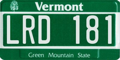 VT license plate LRD181