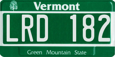 VT license plate LRD182
