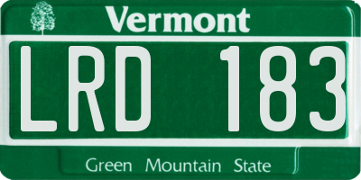 VT license plate LRD183