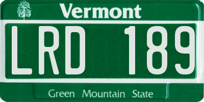 VT license plate LRD189