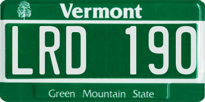 VT license plate LRD190
