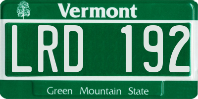 VT license plate LRD192