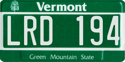 VT license plate LRD194