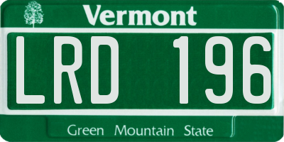 VT license plate LRD196