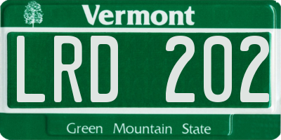 VT license plate LRD202