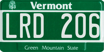 VT license plate LRD206