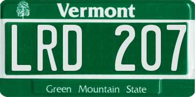 VT license plate LRD207