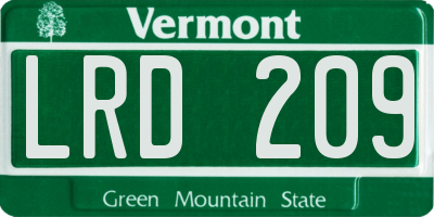 VT license plate LRD209