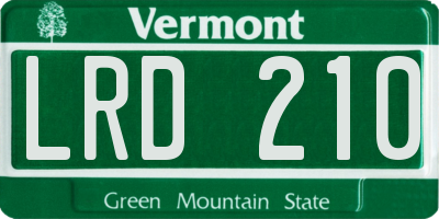 VT license plate LRD210
