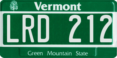 VT license plate LRD212