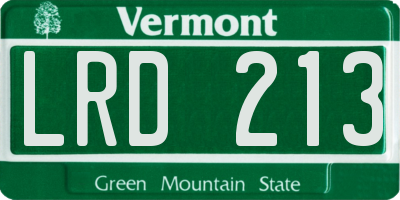 VT license plate LRD213