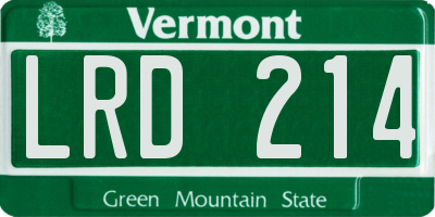 VT license plate LRD214
