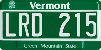 VT license plate LRD215