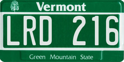 VT license plate LRD216