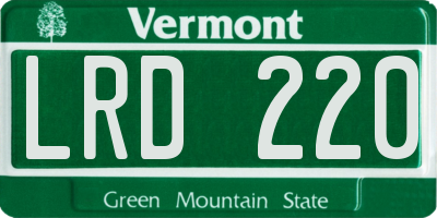 VT license plate LRD220