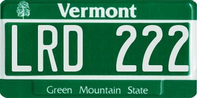 VT license plate LRD222