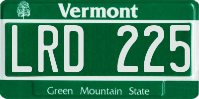VT license plate LRD225
