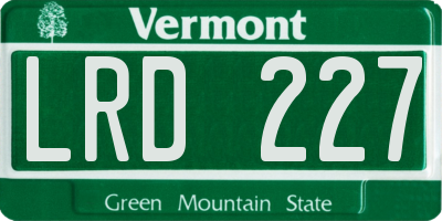 VT license plate LRD227