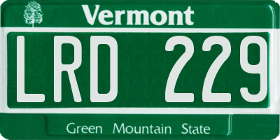 VT license plate LRD229