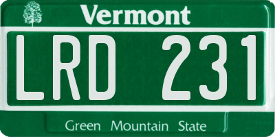 VT license plate LRD231