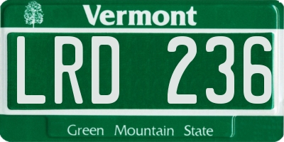 VT license plate LRD236