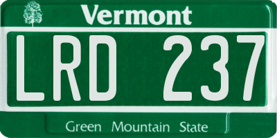 VT license plate LRD237