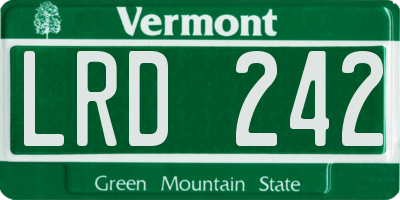 VT license plate LRD242