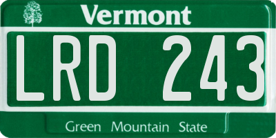 VT license plate LRD243