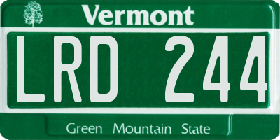 VT license plate LRD244