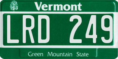 VT license plate LRD249