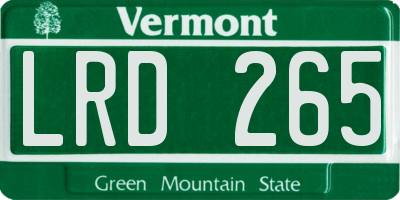 VT license plate LRD265