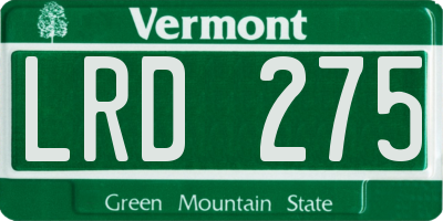 VT license plate LRD275
