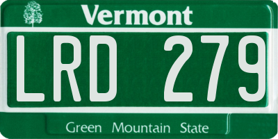 VT license plate LRD279