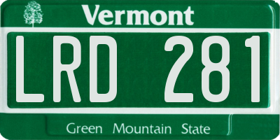 VT license plate LRD281