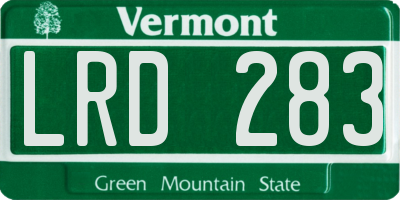 VT license plate LRD283