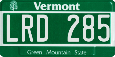 VT license plate LRD285
