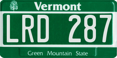 VT license plate LRD287