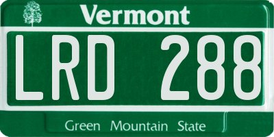 VT license plate LRD288