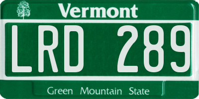 VT license plate LRD289