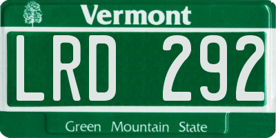 VT license plate LRD292