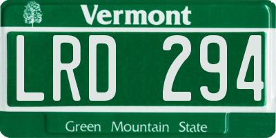 VT license plate LRD294