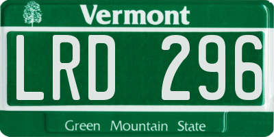VT license plate LRD296