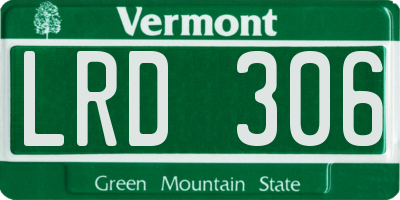 VT license plate LRD306