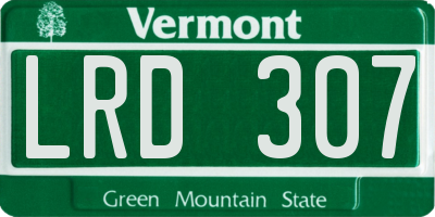 VT license plate LRD307