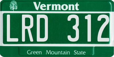 VT license plate LRD312