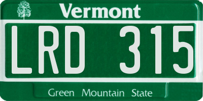 VT license plate LRD315